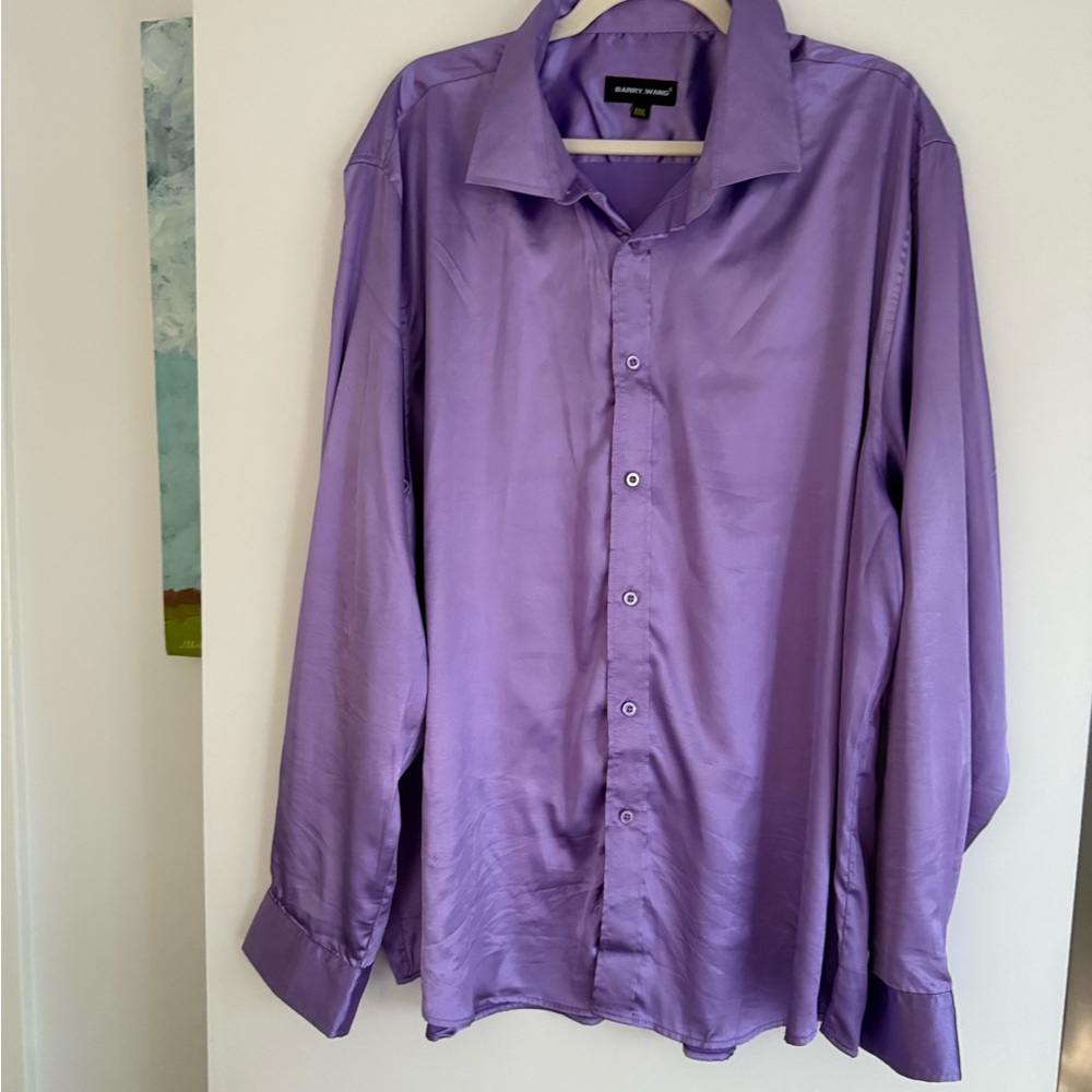 Barry Wang purple Satin Dress Shirt